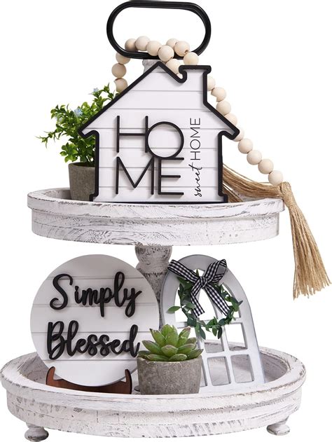 Amazon 6 Pieces Farmhouse Tiered Tray Decor Beautiful Sweet Home