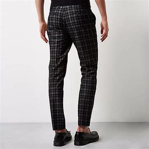 Latest High Quality Mens Grid Business Pants Grey Check Men Velvet