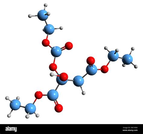 3D image of Triethyl citrate skeletal formula - molecular chemical structure of Citric acid ...