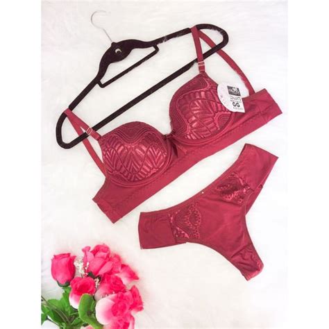 Conjunto De Lingerie Vinho Shopee Brasil