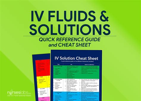 Intravenous IV Fluids And Solutions Quick Reference Guide Cheat Sheet