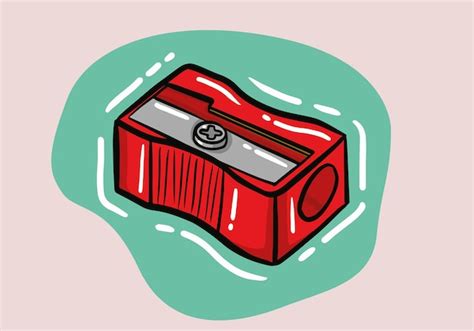 Ручной рисунок красной точилки для карандашей стационарные векторные ...