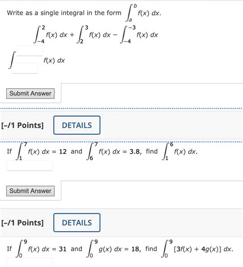 Solved Write As A Single Integral In The Form Abf X Dx Chegg