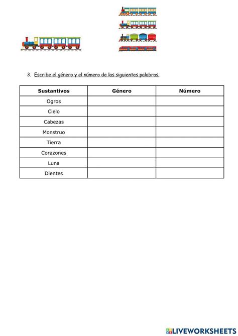 Género Y Número Del Sustantivo Exercise For Segundo Grado Live Worksheets