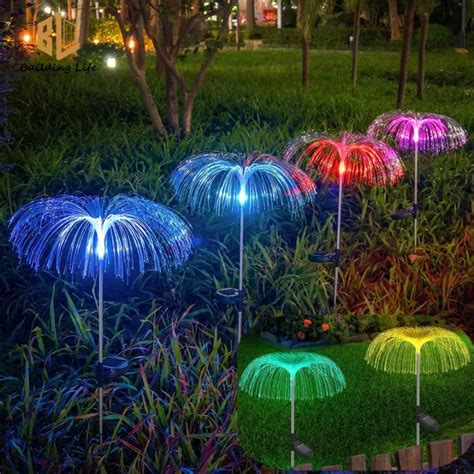 Led Solar Light Jellyfish Lamp Fireworks Lights Dandelion Fiber Optic