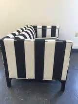 Chic Updated Vintage Black and White Striped Loveseat at 1stdibs