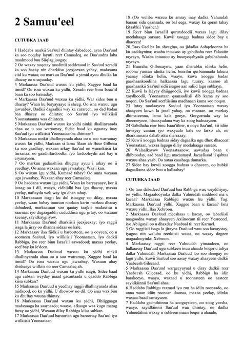 Somali - The Book of 2nd Samuel the Prophet by Filipino Tracts and