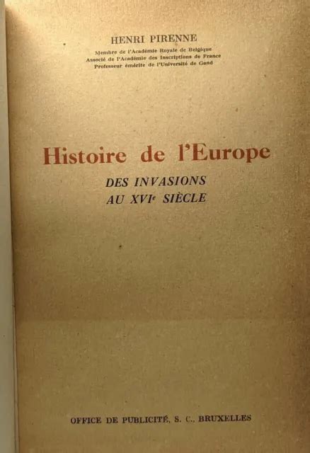 Histoire De L Europe Des Invasions Au Xvie Si Cle Bon Tat Eur