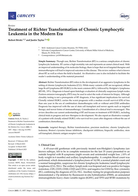 PDF Treatment Of Richter Transformation Of Chronic Lymphocytic