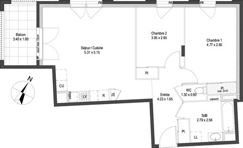 Plan Appartement T3 De 62 20 M² Neuf Résidence N°221481 à Vénissieux