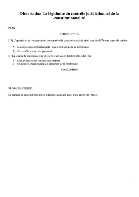 Disseration la légitimité du contrôle juridictionnel de la