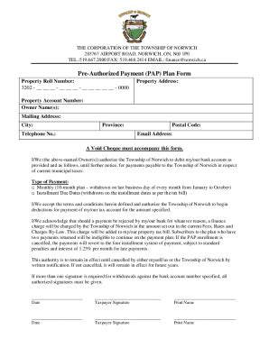 Fillable Online Pre Authorized Payment PAP Plan Form Fax Email Print