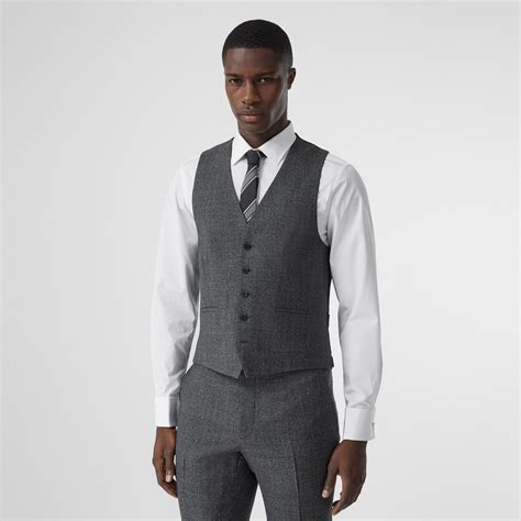 Classic Fit Melange Wool Three Piece Suit In Charcoal Men Burberry