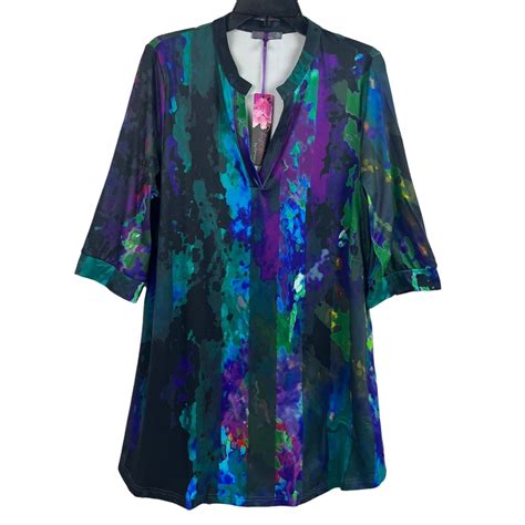 Azalea By Firmiana Womens Tunic Top Abstract Shirt Stretch X Ebay