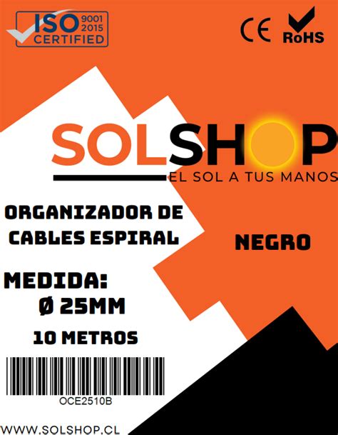 ORGANIZADOR DE CABLES ESPIRAL 25 MM NEGRO 10 METROS SOLSHOP