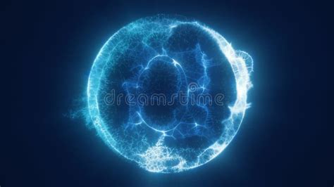 Blue Energy Sphere Ball Of Futuristic Energy Particles Round Force