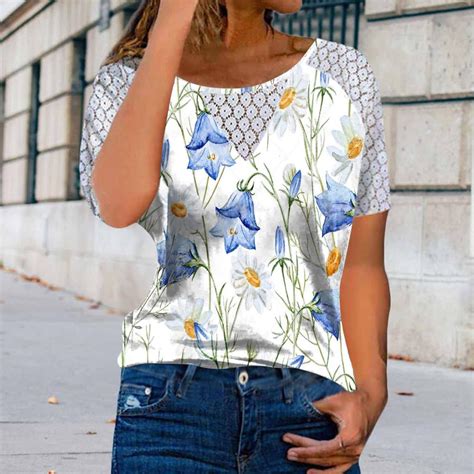 Cheap Women Fashion Casual Printing Shirts Short Sleeve Loose Plus Size