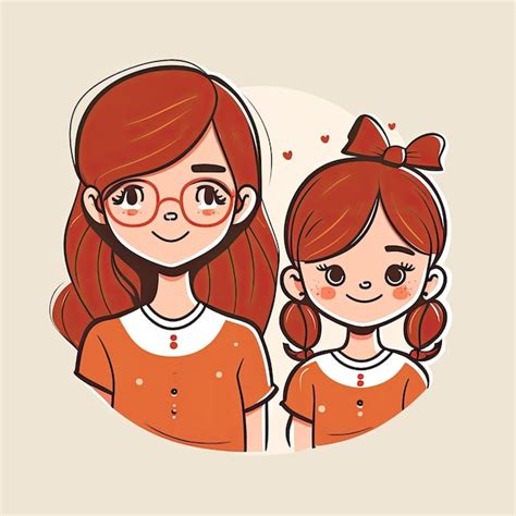 Premium Ai Image Mother And Daughter Cartoon Illustration Ai Generativexd