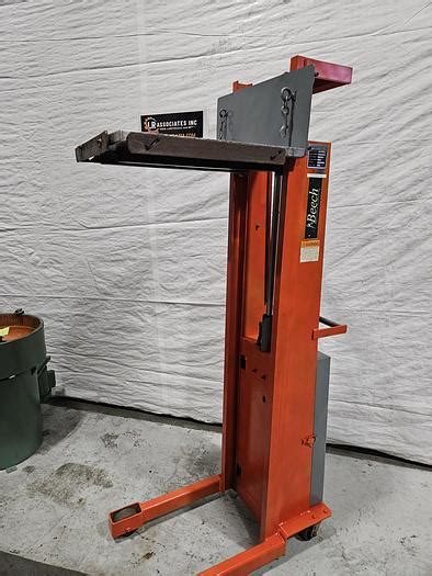 Used Beech Presto Electric Lift Truck with Roller Table Slide Heavy Items 70 inch max height 12 v...