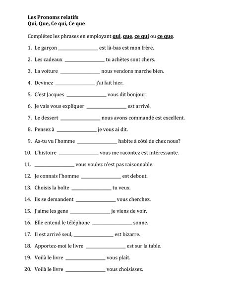 Qu Est Ce Que Qu Est Ce Qui Exercices Printable Templates Free