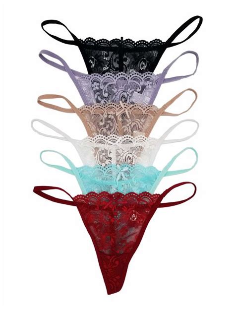 Buy Vision Underwear 6 Pack Sexy Floral Lace G String Thong Panties