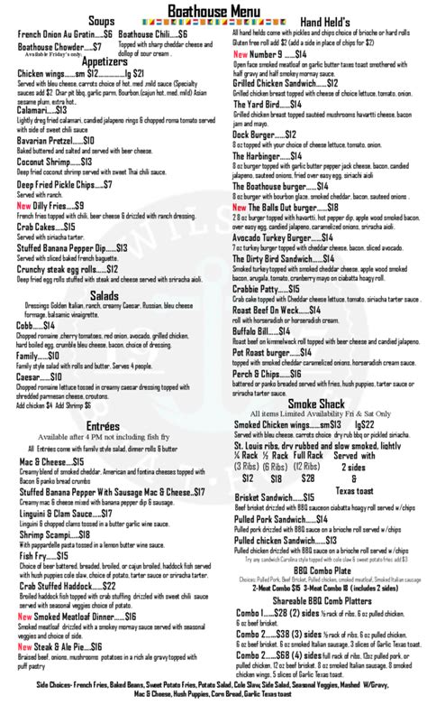 Boat house menu2020 – Wilson Boatyard Marina