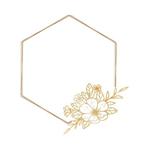 Premium Vector Luxury Gold Hexagon Floral Frame For Wedding Or