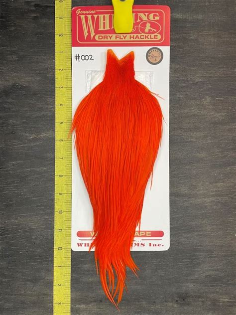 Whiting Dry Fly Cape Bronze Grade White Dyed Orange 002 Guided