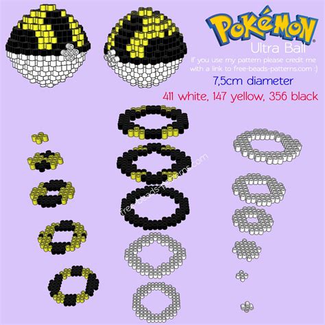 3d Ultra Ball Free Pokemon Perler Beads Iron Beads Pattern Artofit