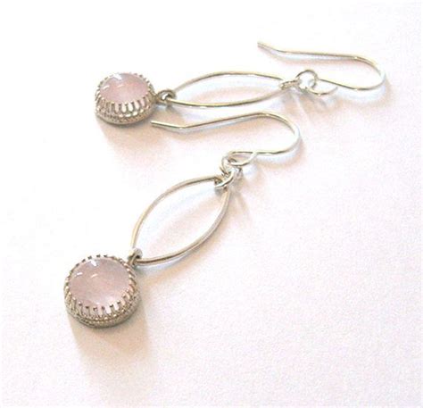 Rose Quartz Gemstone Dangle Earrings Sterling Silver Gallery Etsy