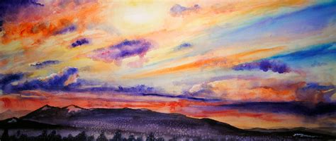 Fine Art & Collectibles :: Painting :: Mountain Sunset Art, mountain ...