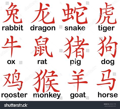 Chinese Zodiac Signs Design Stock Vector (Royalty Free) 235551778 | Shutterstock