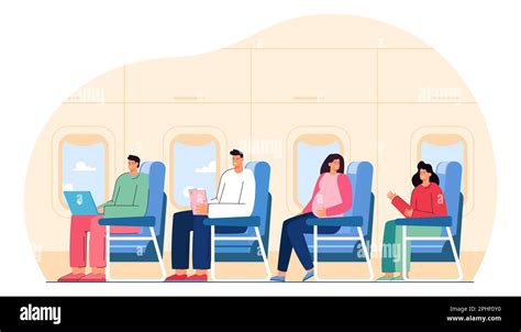 Passengers Sitting In Airplane Flat Vector Illustration Stock Vector Image And Art Alamy