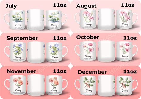 Custom Birth Flower Mug Personalized T September Birth Flower Custom