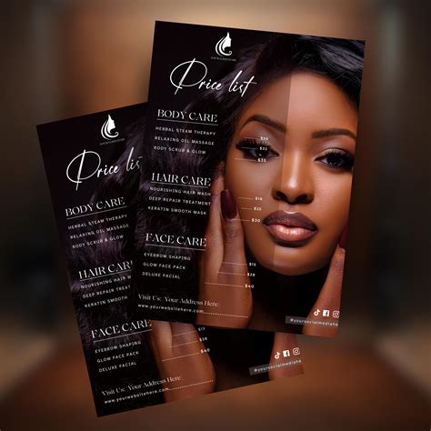 Salon Price List Template Editable Canva | Beauty Hair Nail Stylist ...