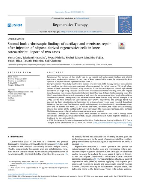 PDF Second Look Arthroscopic Findings Of Cartilage And Meniscus