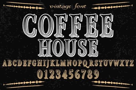 Premium Vector Font Handcrafted Vector Coffee House And Label Design