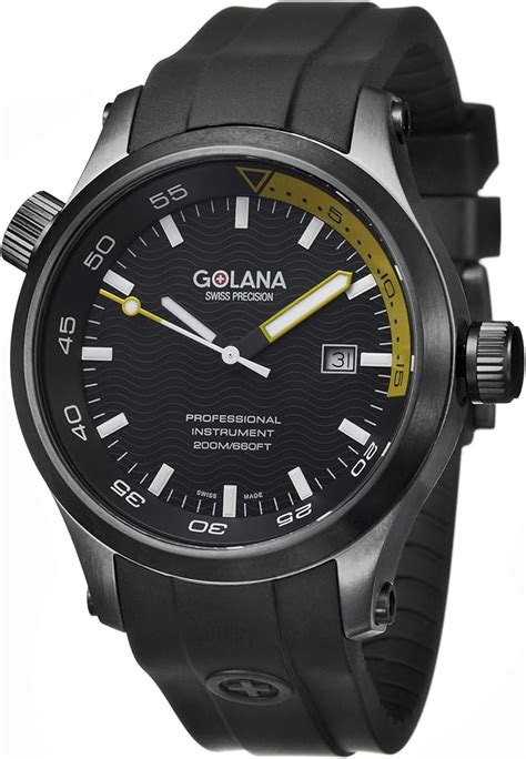 Golana Swiss Men S AQ140 3 Aqua Stainless Steel Rubber Divers Watch