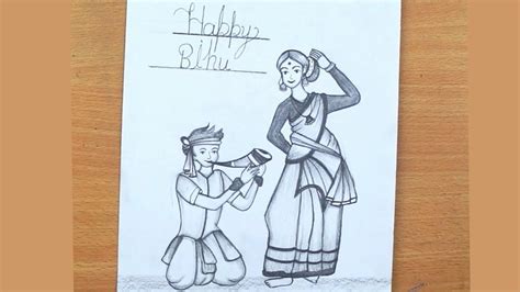 Happy Bihu Drawing Bihu Festival Celebration Drawing Pencil Drawing