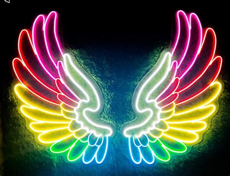 Angel Wings Custom Neon Sign, Angel Wings Neon Sign, Angel Neon Sign ...