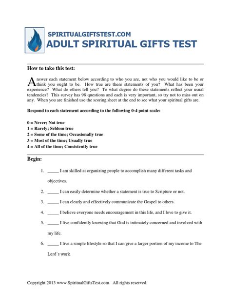 Adult Spiritual Ts Test Pdf Revelation Jesus