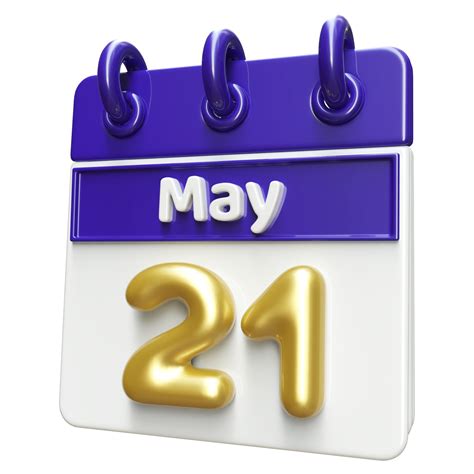 May 21st Calendar 3d Render 34339686 Png