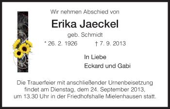 Traueranzeigen Von Erika Jaeckel Trauer Hna De