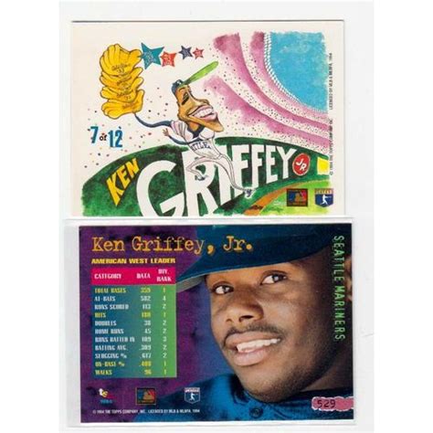 TWO 1994 Topps Stadium Club Ken Griffey Jr Cards Leader 529 Dugout