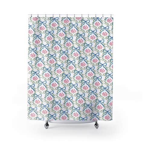 Preppy Shower Curtain Grand Millennial Shower Curtain Girly Bathroom