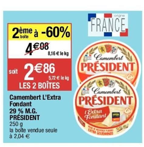 Promo Président Camembert l Extra Fondant 29 M G chez Migros