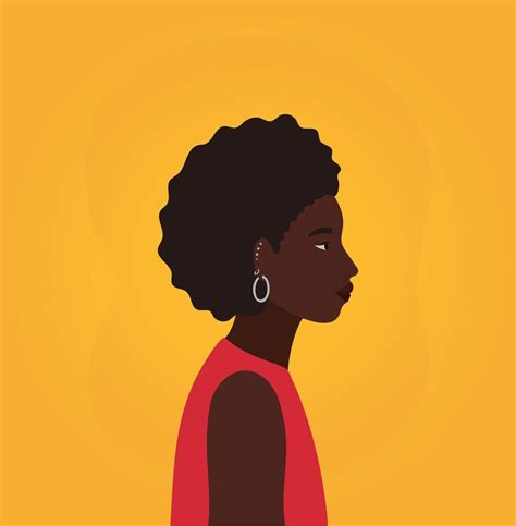 Caricatura De Mujer Negra Con Foto De Perfil Afro 2083740 Vector En