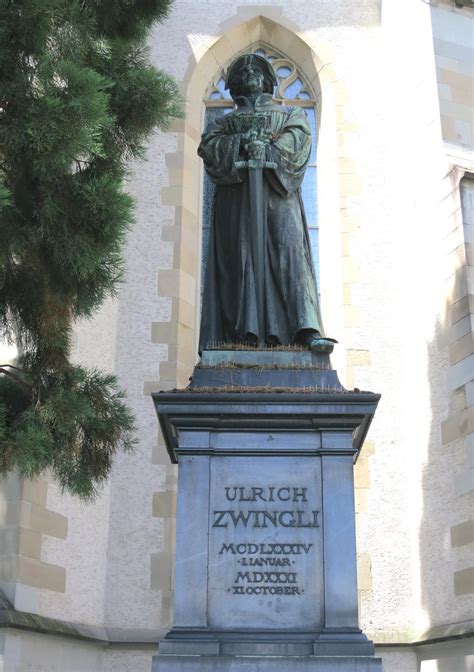 Statue Of Ulrich Zwingli In Front Of The Wasserkirche Flickr