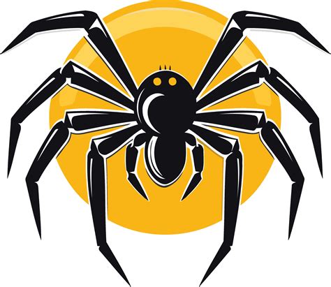 A Bold Stylized Black Spider With Eight Legs And Large Eyes Against A