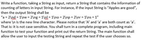 Solved Write A Function Taking A String As Input Return A Chegg